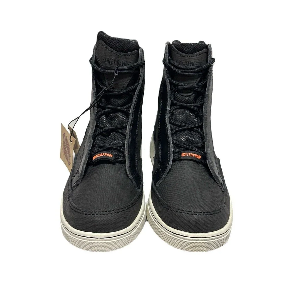 NEW Harley Davidson Vardon Womens 6.5 Black Waterproof Leather Riding Sneakers